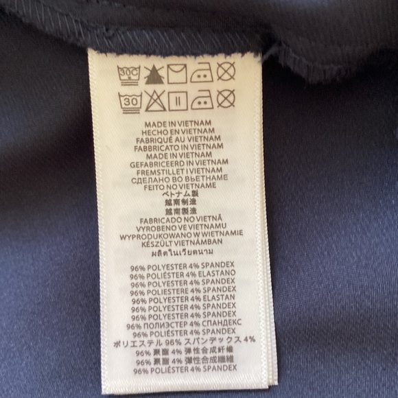 Michael Kors navy blue top size 10 with gold detailing around neck and train - Picture 10 of 13